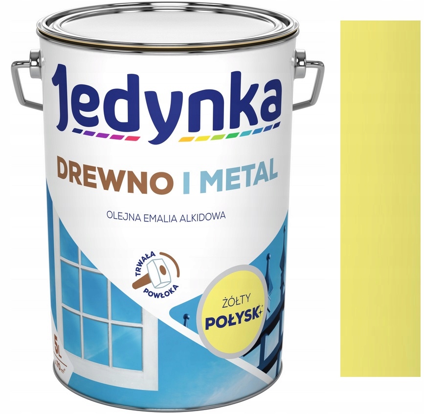 Jedynka Farba Do Drewna I Metalu Żółta Połysk 5L
