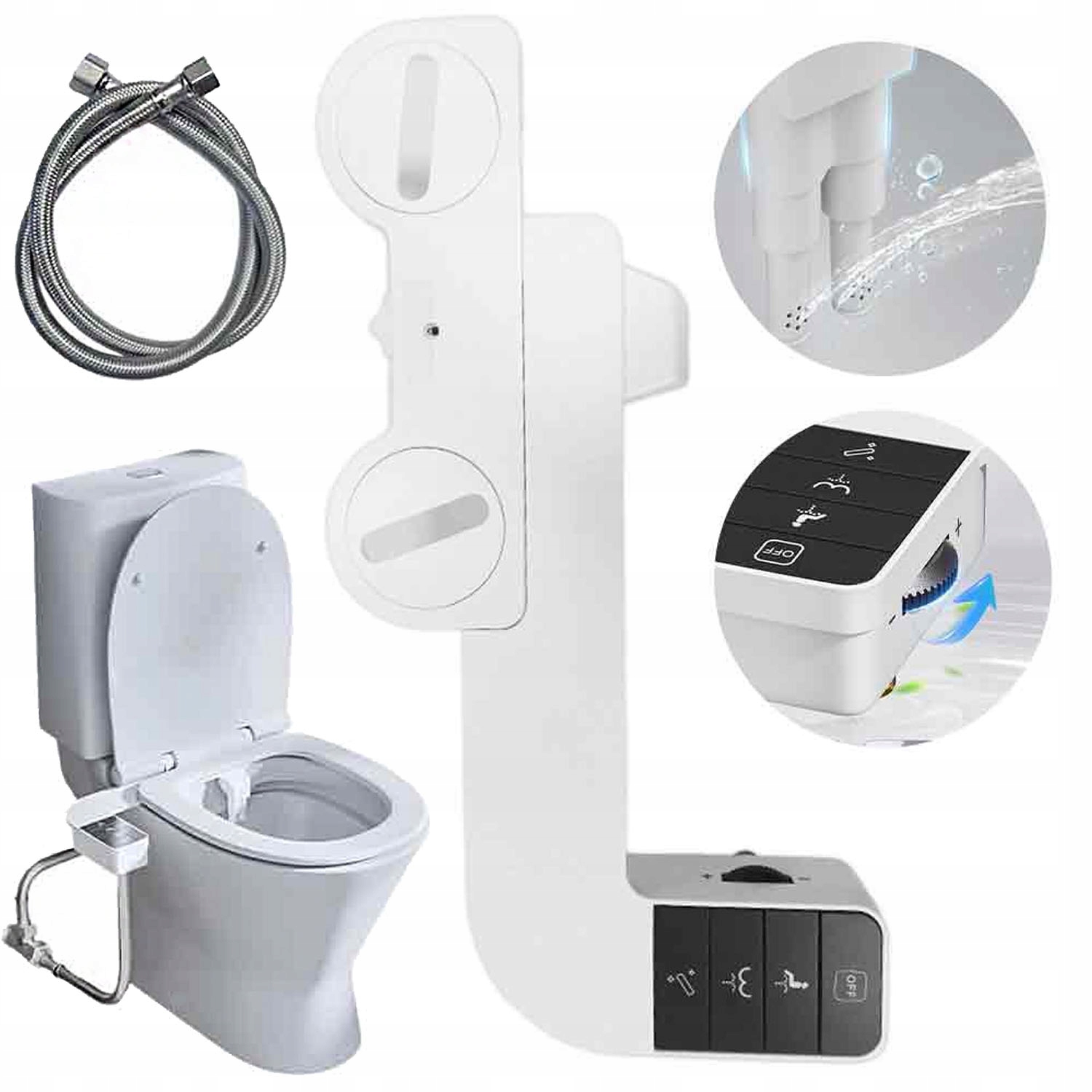 Bidet bez proudu Dvojitá samočistící tryska Regulovatelný tlak Překrytí