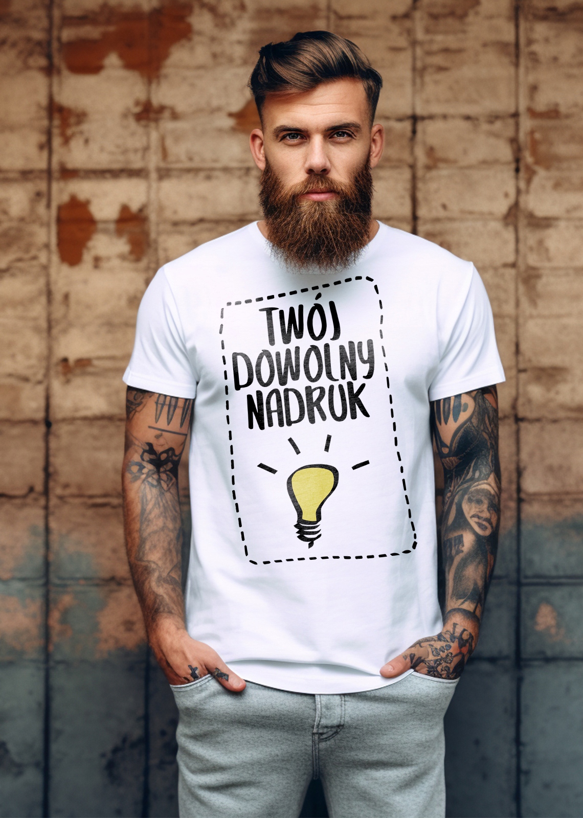 KOSZULKA MĘSKA FOTOKOSZULKA DTF Z TWOIM NADRUKIEM Rozmiar L