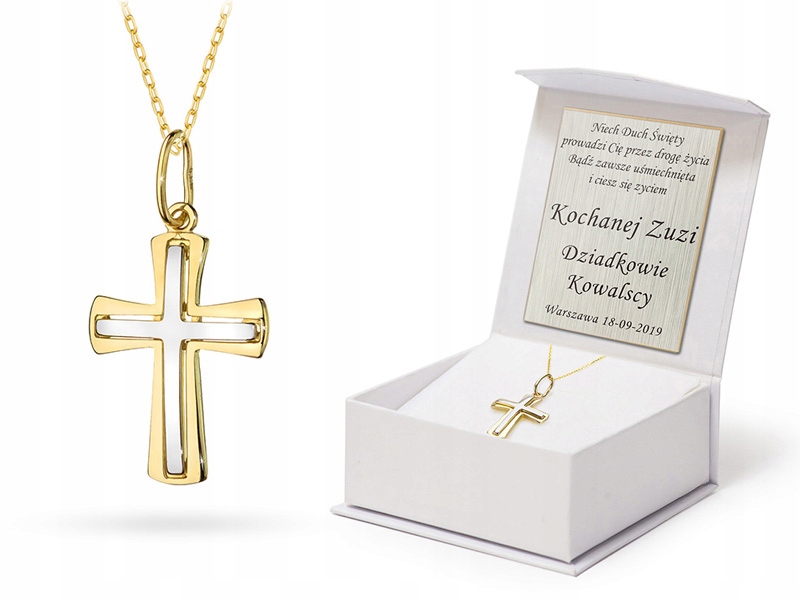 Złoty Komplet pr.333 Łańcuszek Ankier z Krzyżykiem