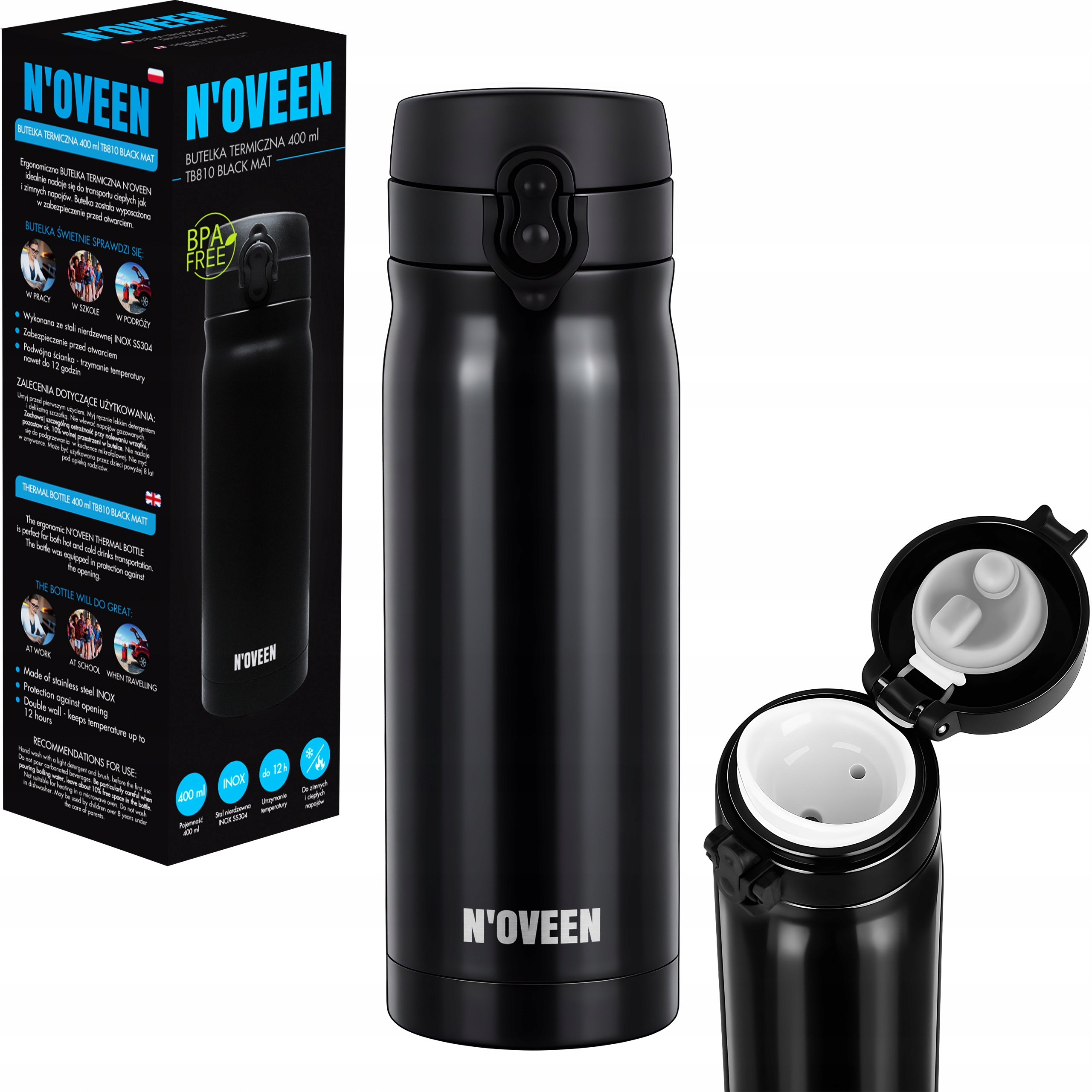 Бутылка термос чашка термос бутылка для воды 400 мл INOX для кофе чай