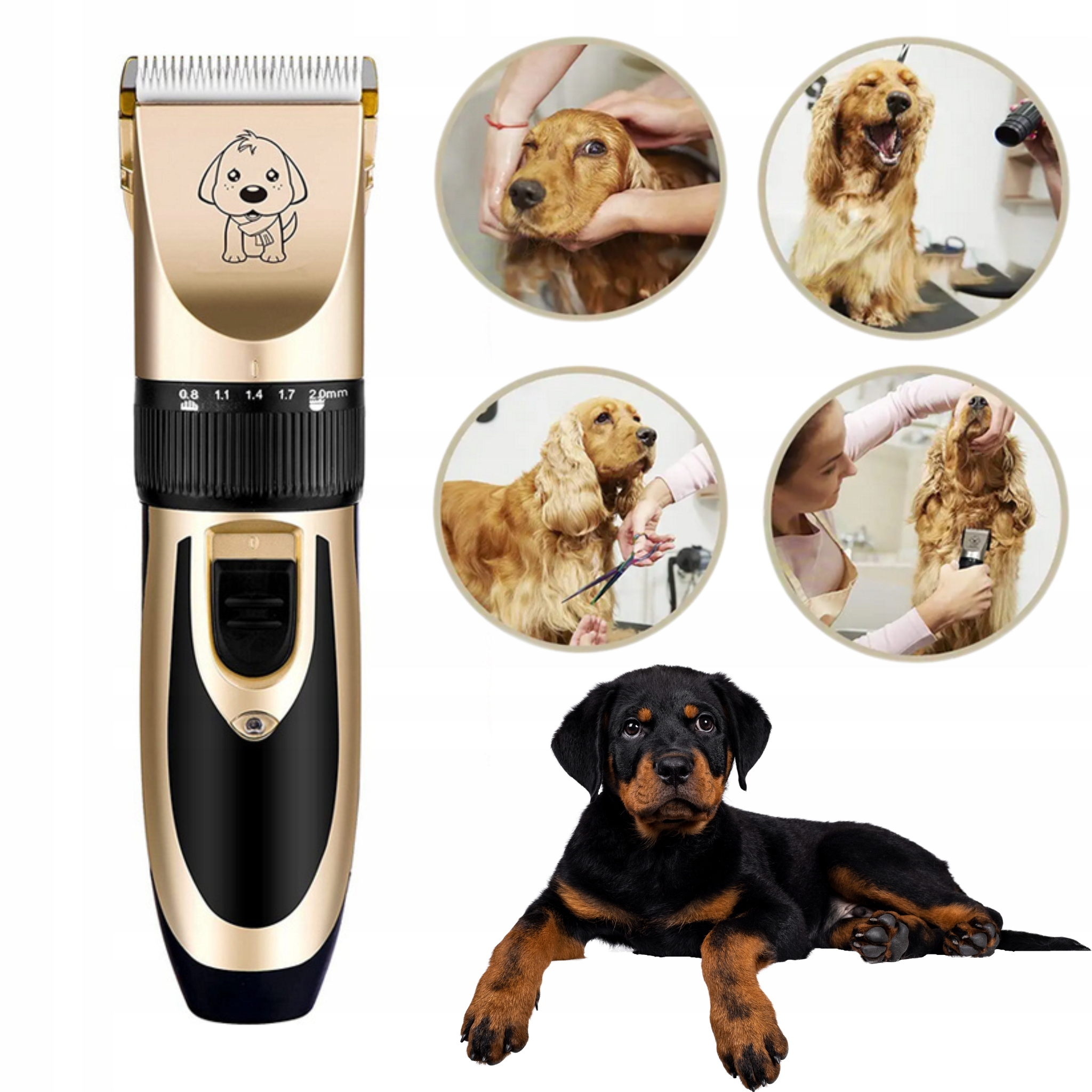 Levně Elektrický zastřihovač pro psy a zvířata, nastavitelné nástavce