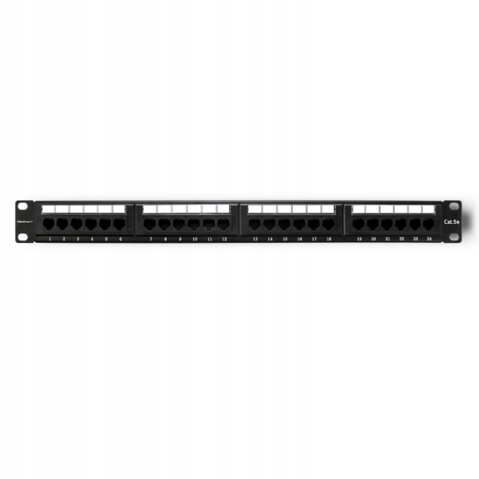 

Qoltec Patch panel Rack 24 porty kat.5E Utp Czarny