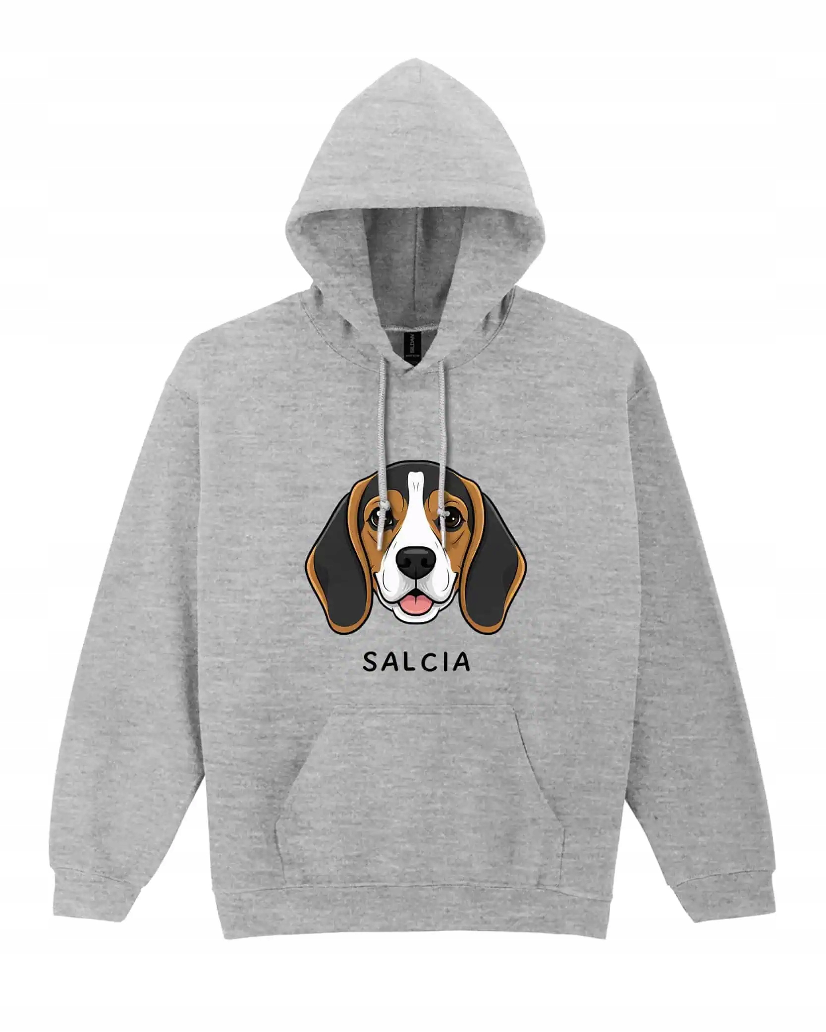 Mikina s kapucí Beagle Personalizovaná Pupil Pes Šedá L