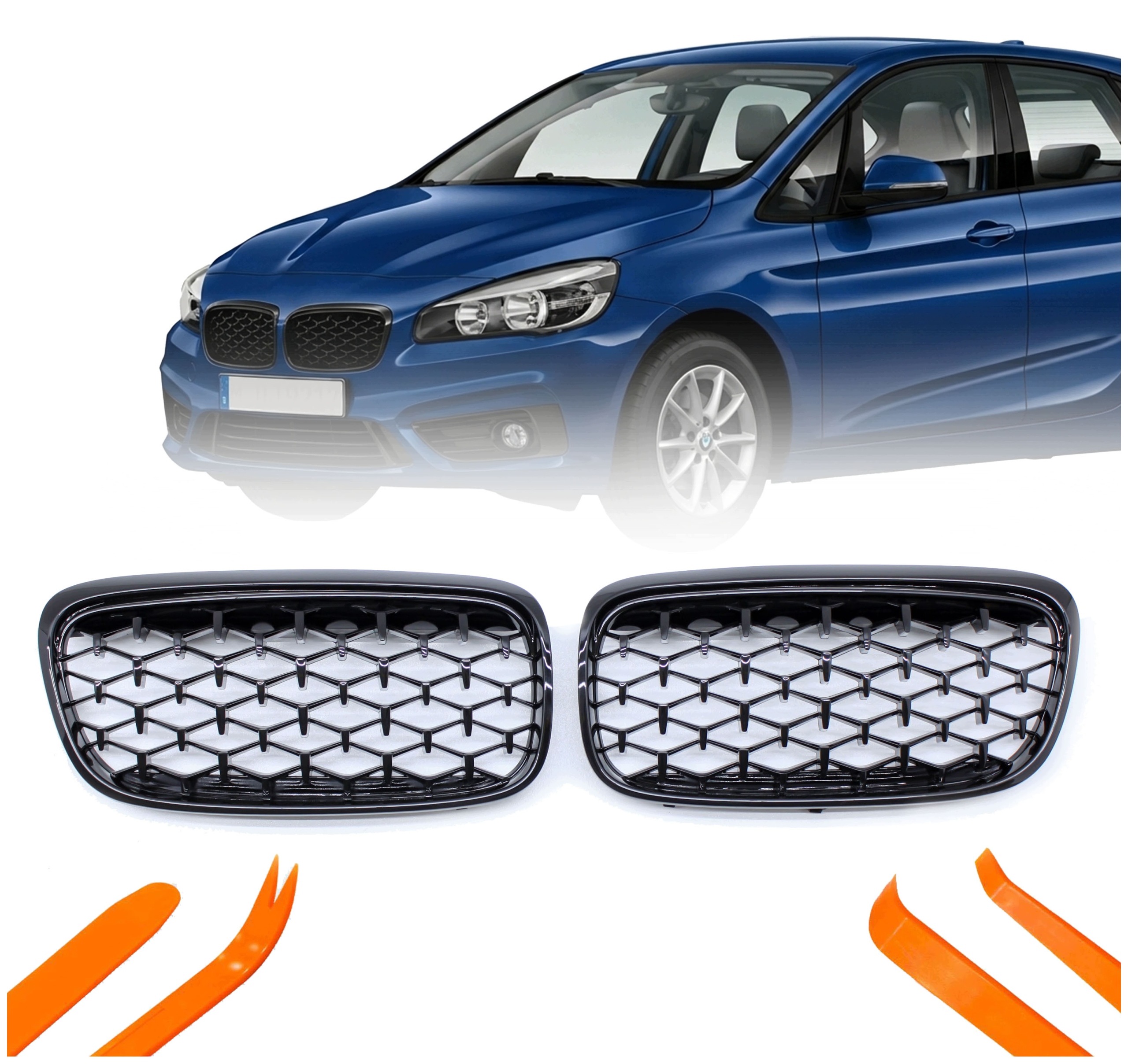Atrapa Gril Nerki Bmw 2 F45 14-17 Černý Lesk Diamant