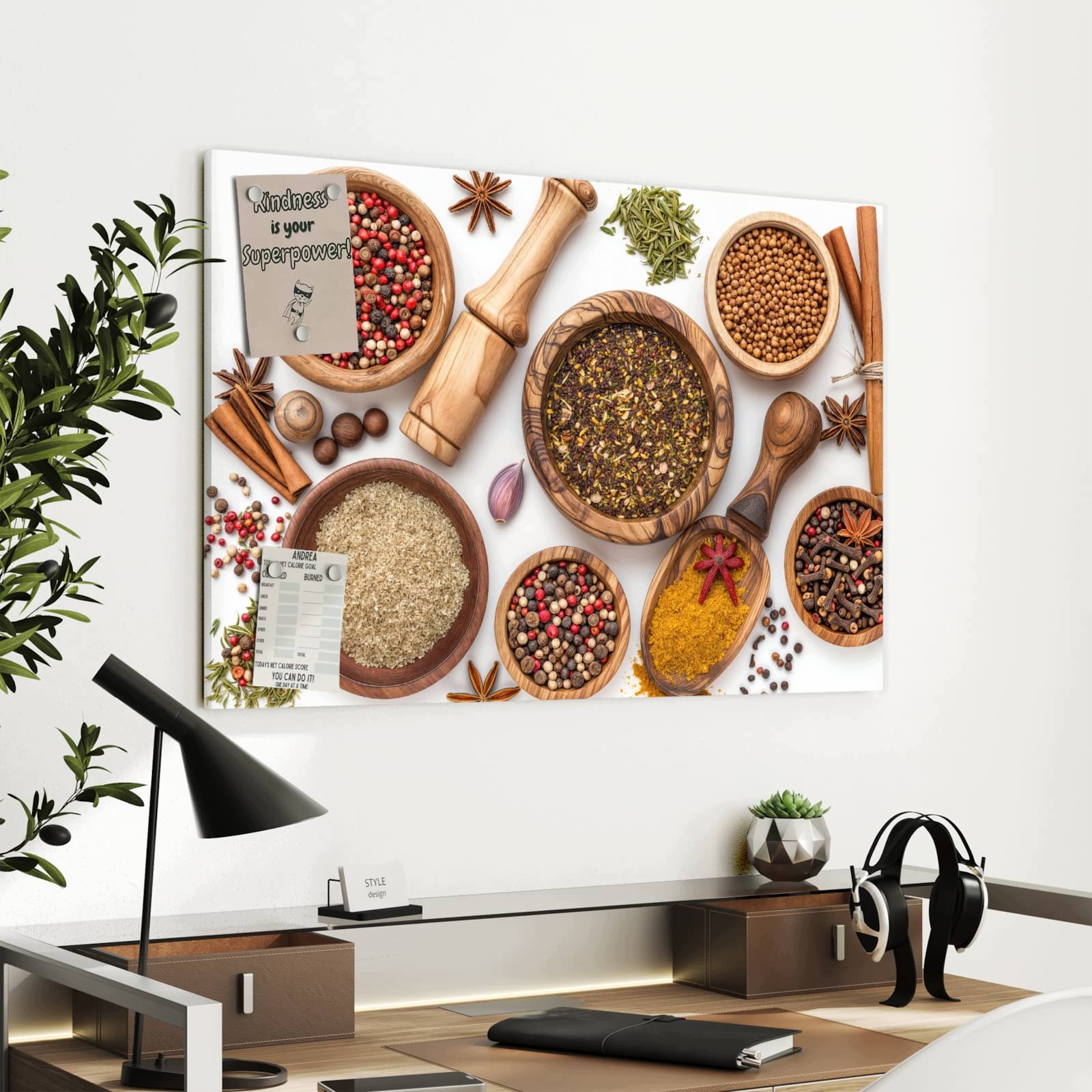 Magnetická tabule Kolekce koření Doplňky 90 × 60 cm