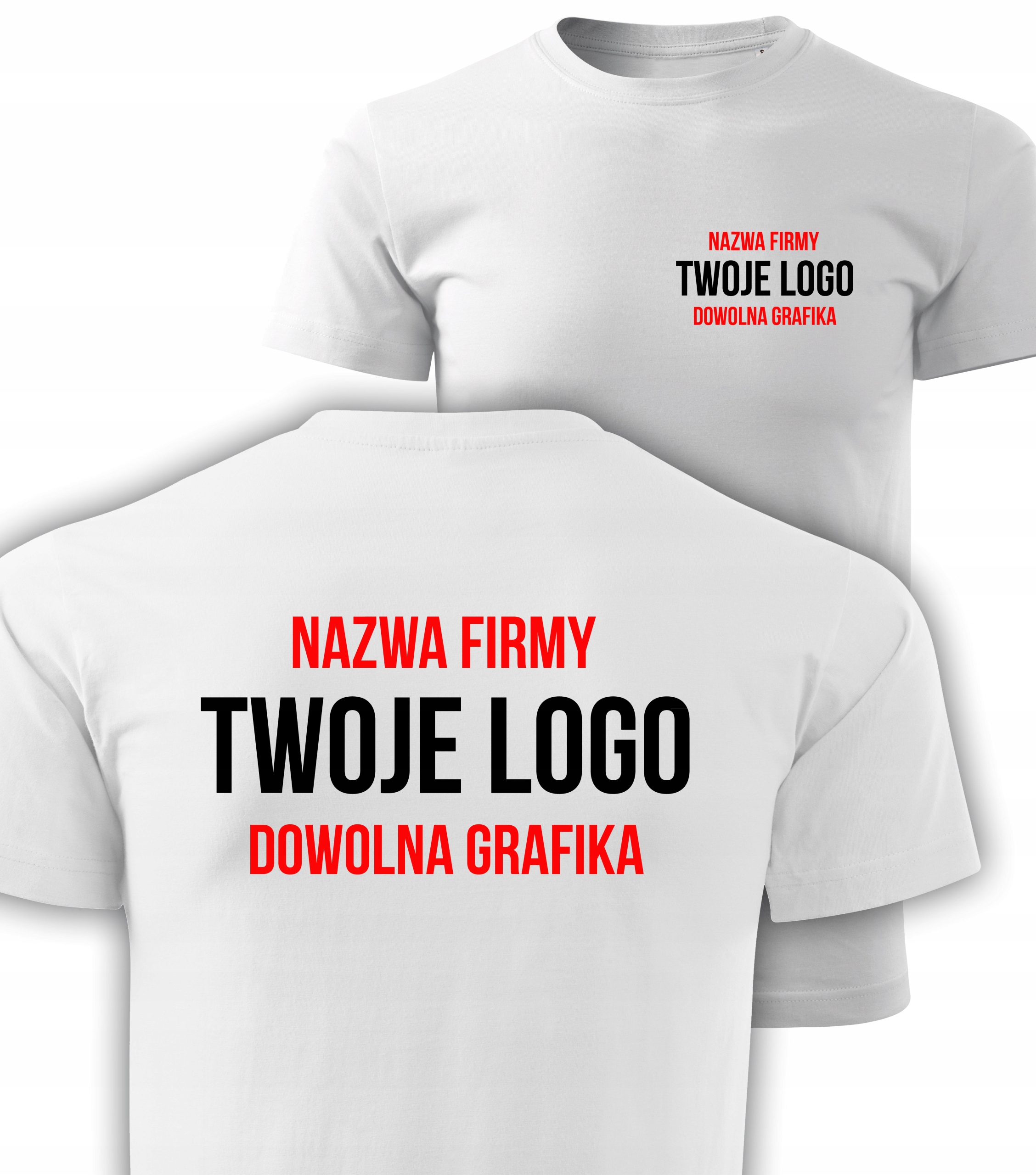 KOSZULKA Firmowa, Z Własnym NADRUKIEM LOGO - Kreator Zaprojektuj Sam Kolor