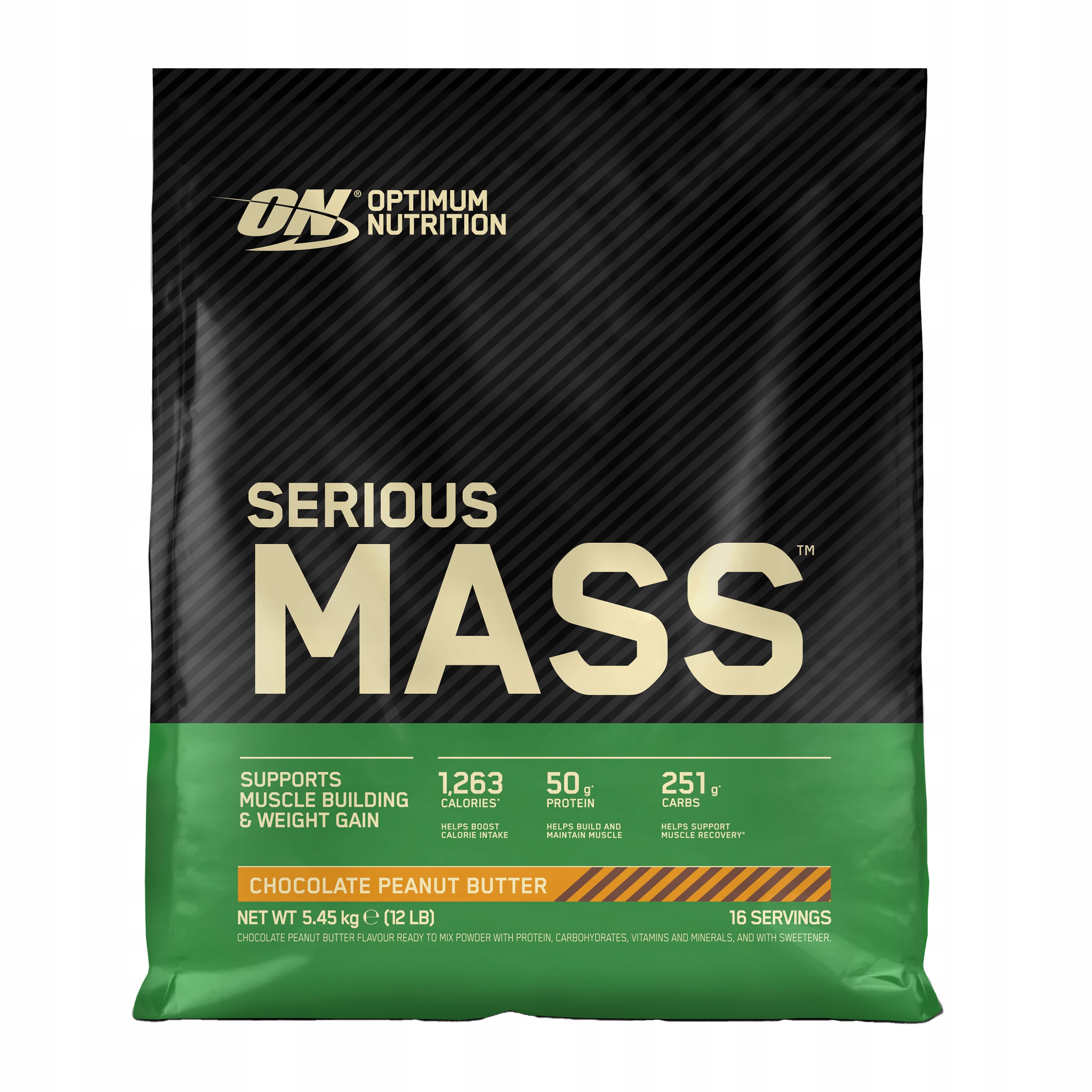 Optimum Nutrition Serious Mass 5,45 kg Gainer Masa Čokoláda Ořechový krém