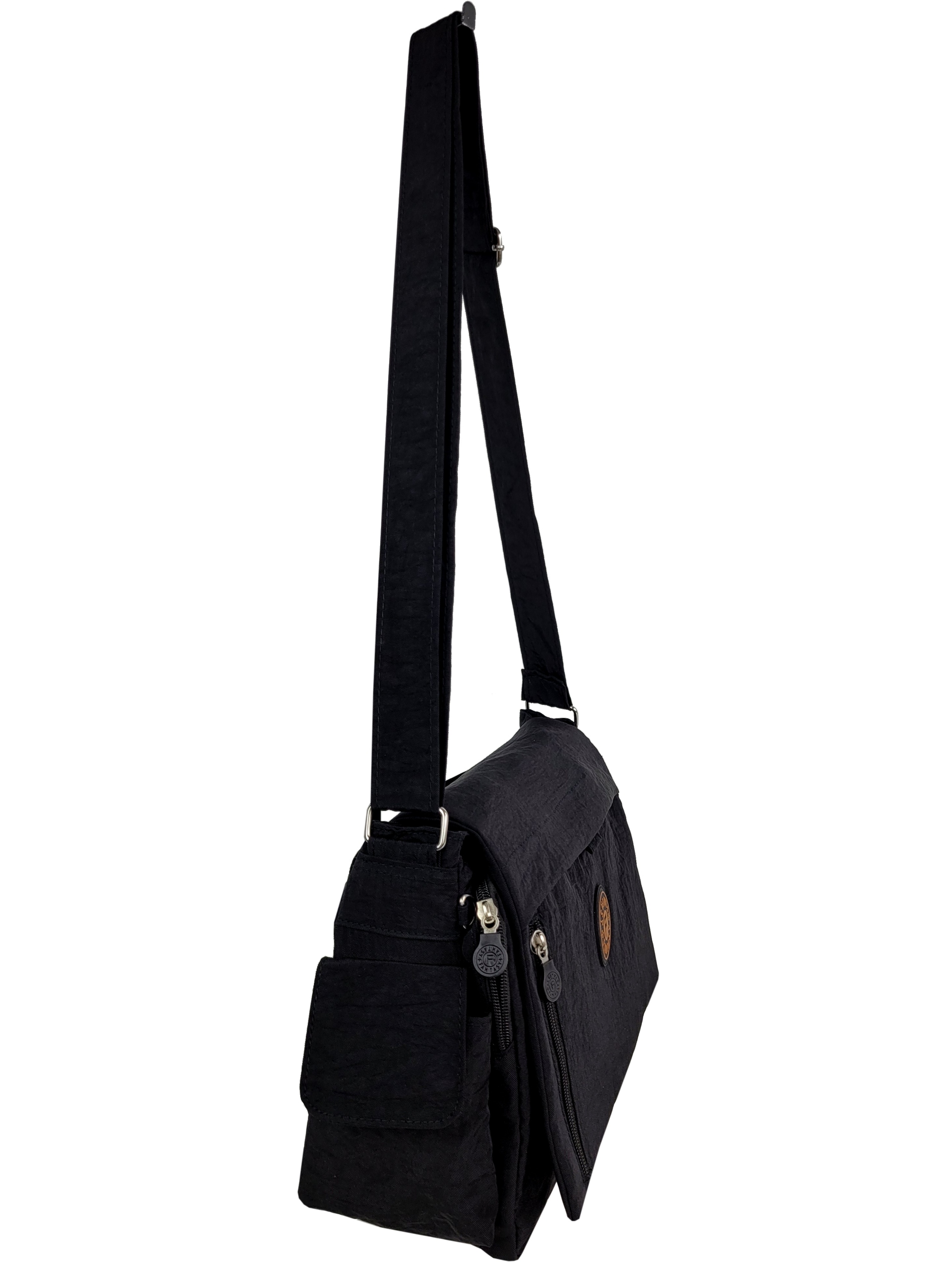 Torba Damska Materiałowa Listonoszka Czarna Lekka Styl miejski