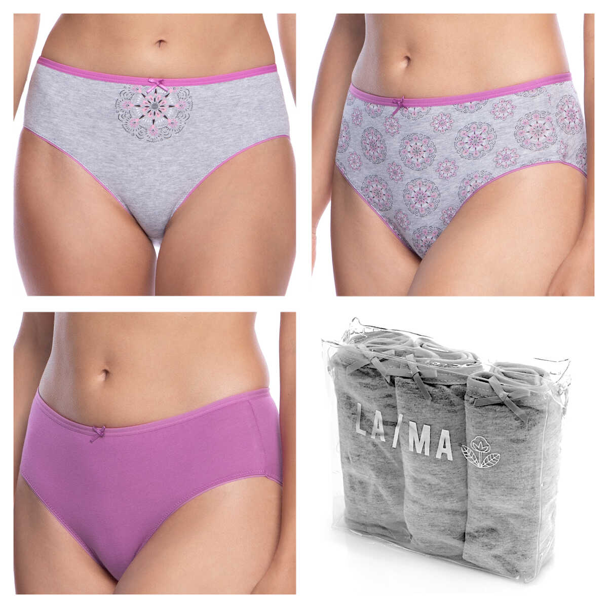 Dámské Kalhotky Lama Kalhotky Bavlněné Bikini L-122BI 3-PAK MIX M
