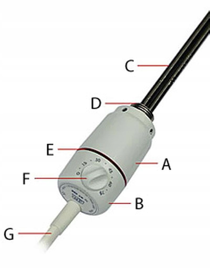 Grzałka elektryczna grzejnika GTX 600W biała Cini Kolor biały