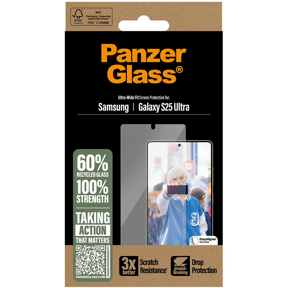 Sklo pro Samsung Galaxy S25 Ultra, PanzerGlass, ochrana celého displeje
