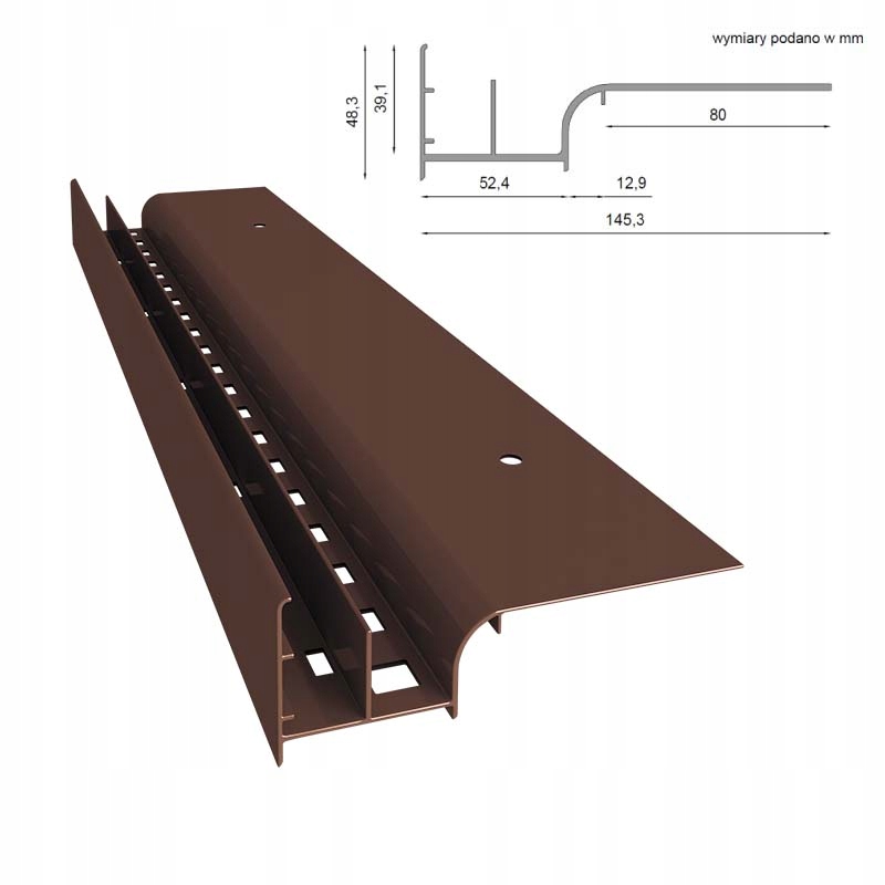 Terasový Okapový Profil W20 Renoplast Hnědý Ral 8019 200 cm