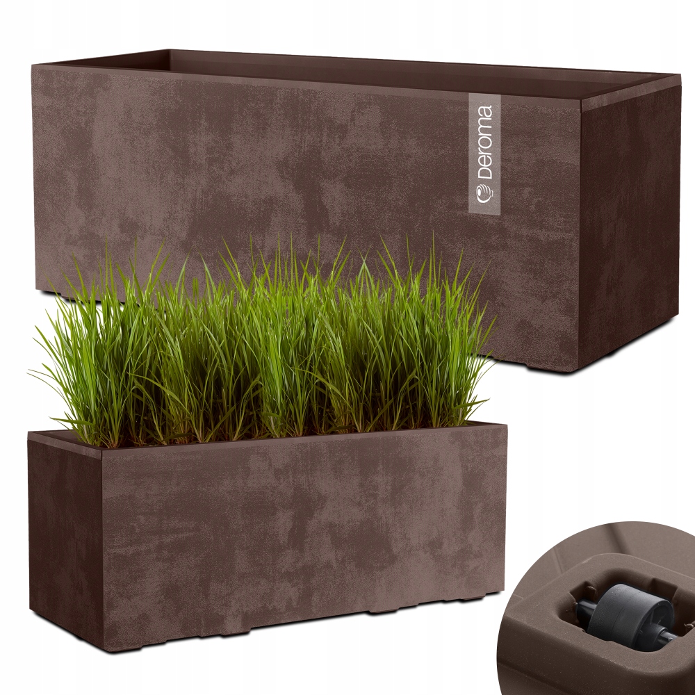 Donica Doniczka Prostokątna Deroma Efekt Betonu 99CM Millennium Brązowa