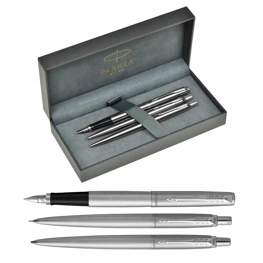 Zestaw Parker Jotter stalowy Ct pióro+długopis+ ołówek