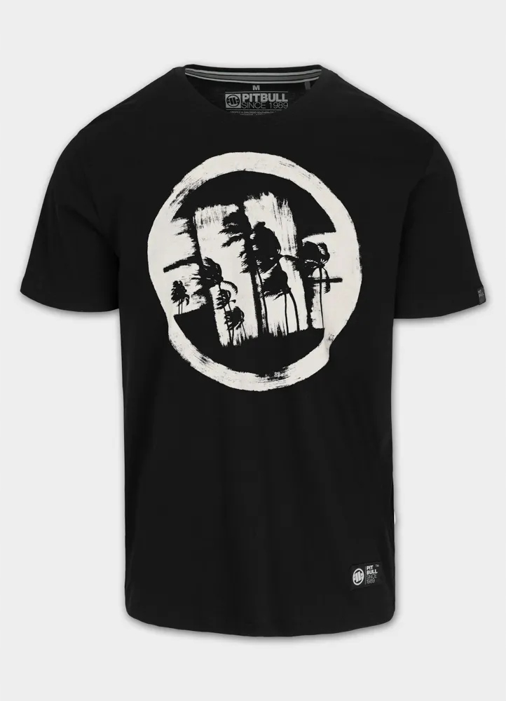 Męska Koszulka Pitbull Bawełniany Klasyczny T-shirt duże logo Logo Palms