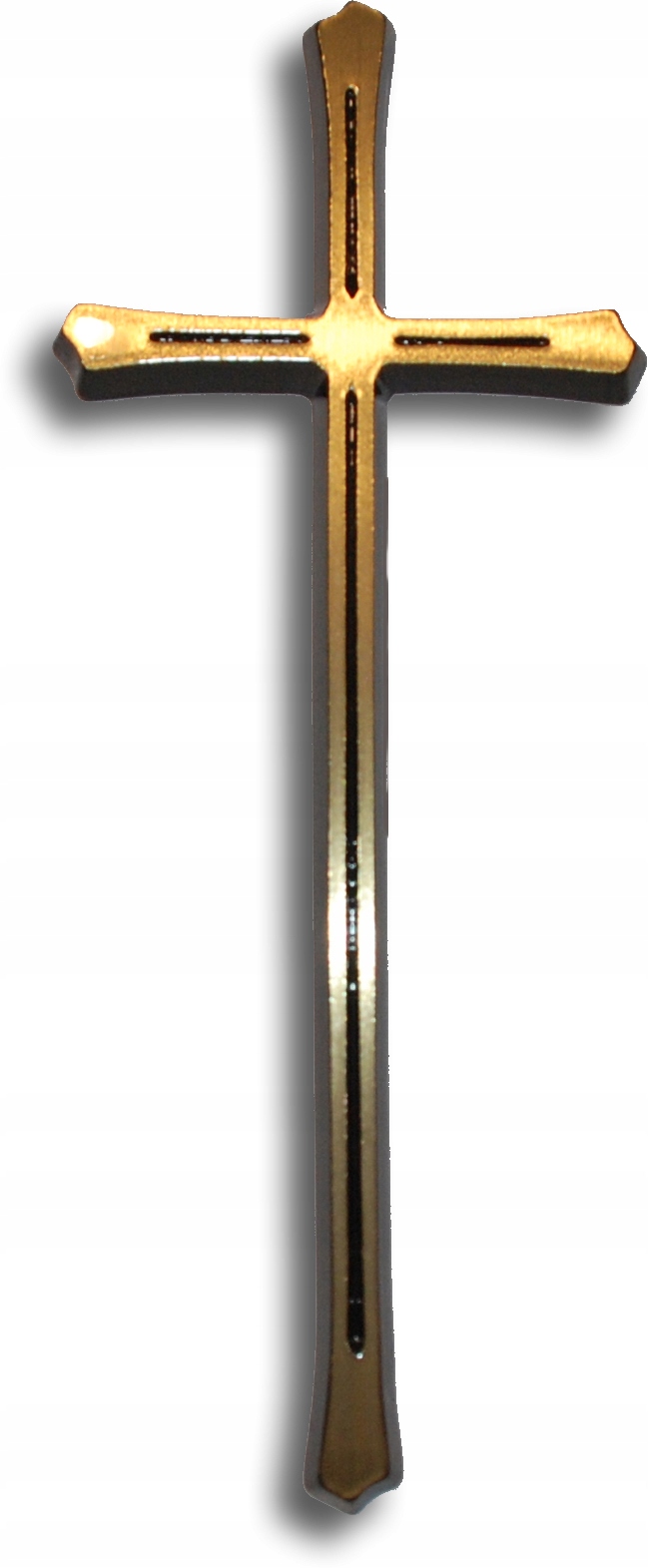 Maltézský kříž 30 cm – mosazný odlitek, přední strana žlutá, boky černé