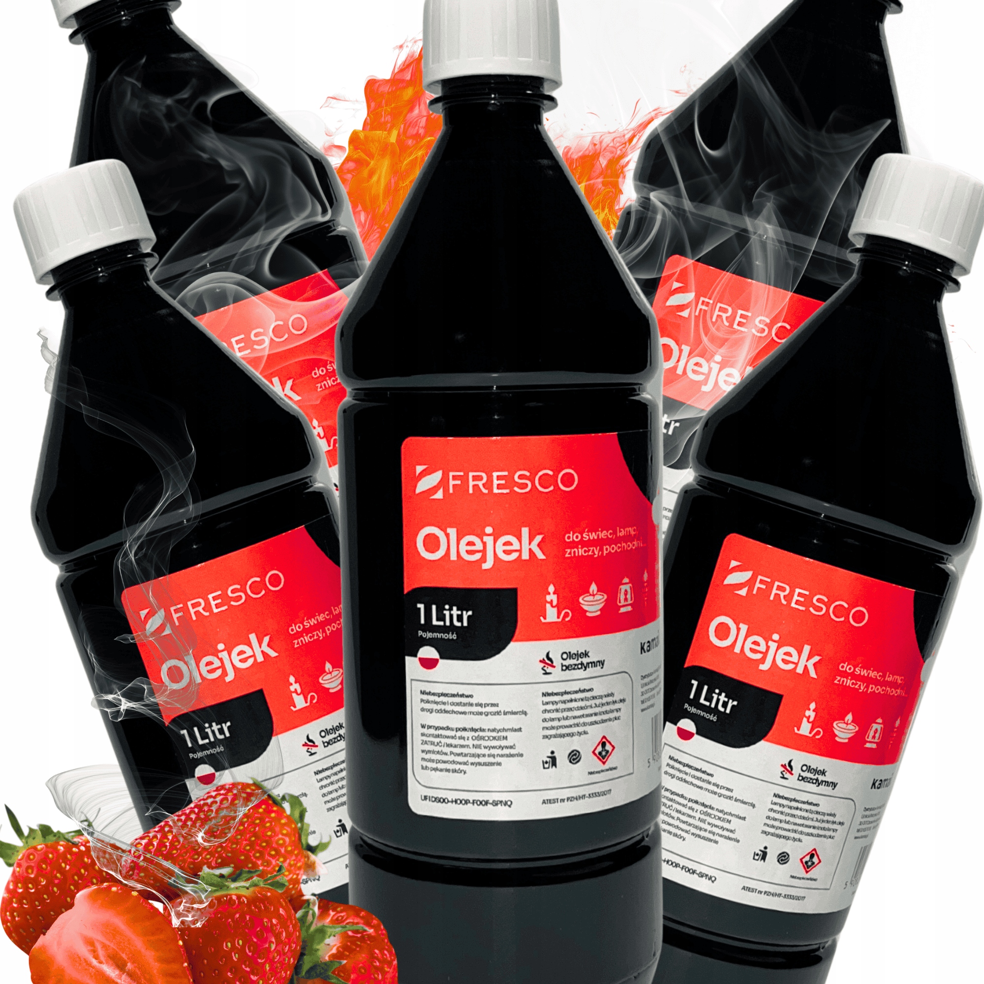 Set 5x Bezkouřový Olej do hřbitovních svíček Pochodeň vůně Jahoda