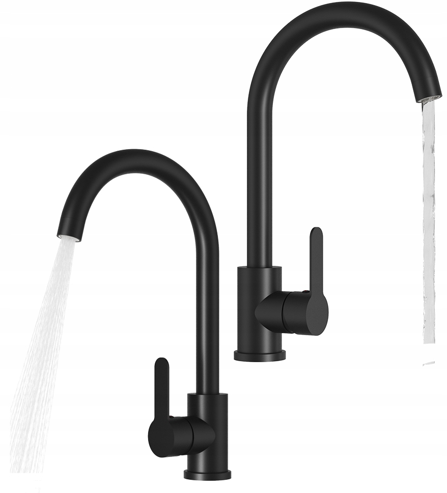 Kuchynská Batéria, Čierna, Zaoblená Výtoková Nádrž Pre Umývadlo Prestige Plus Kohútik