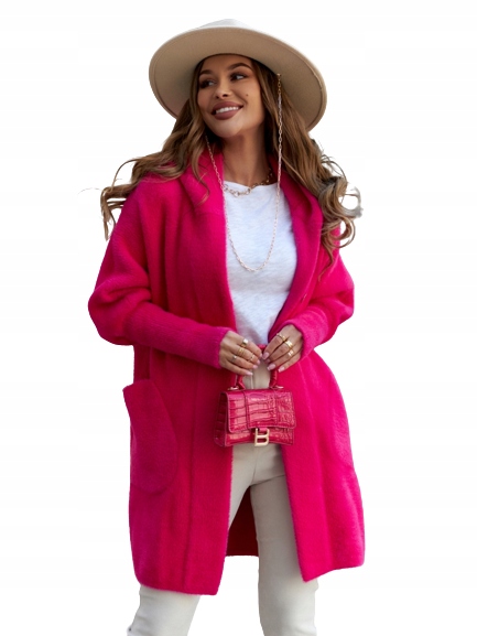 Cocomore Kabát Alpaka Kapuce Růžová Amarantová