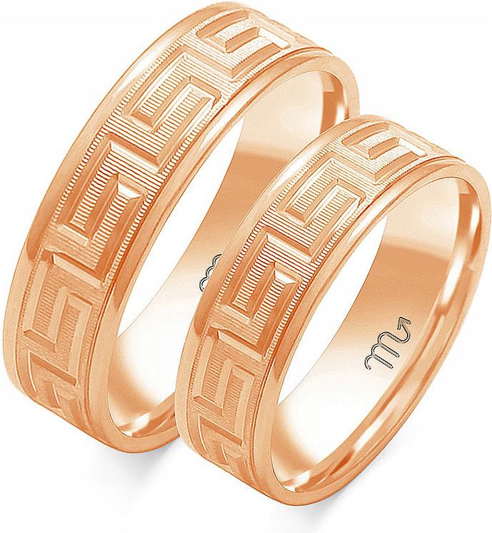 Prsten zlatý růžový gravírovaný 585 r 26 27 28, originální s gravírováním