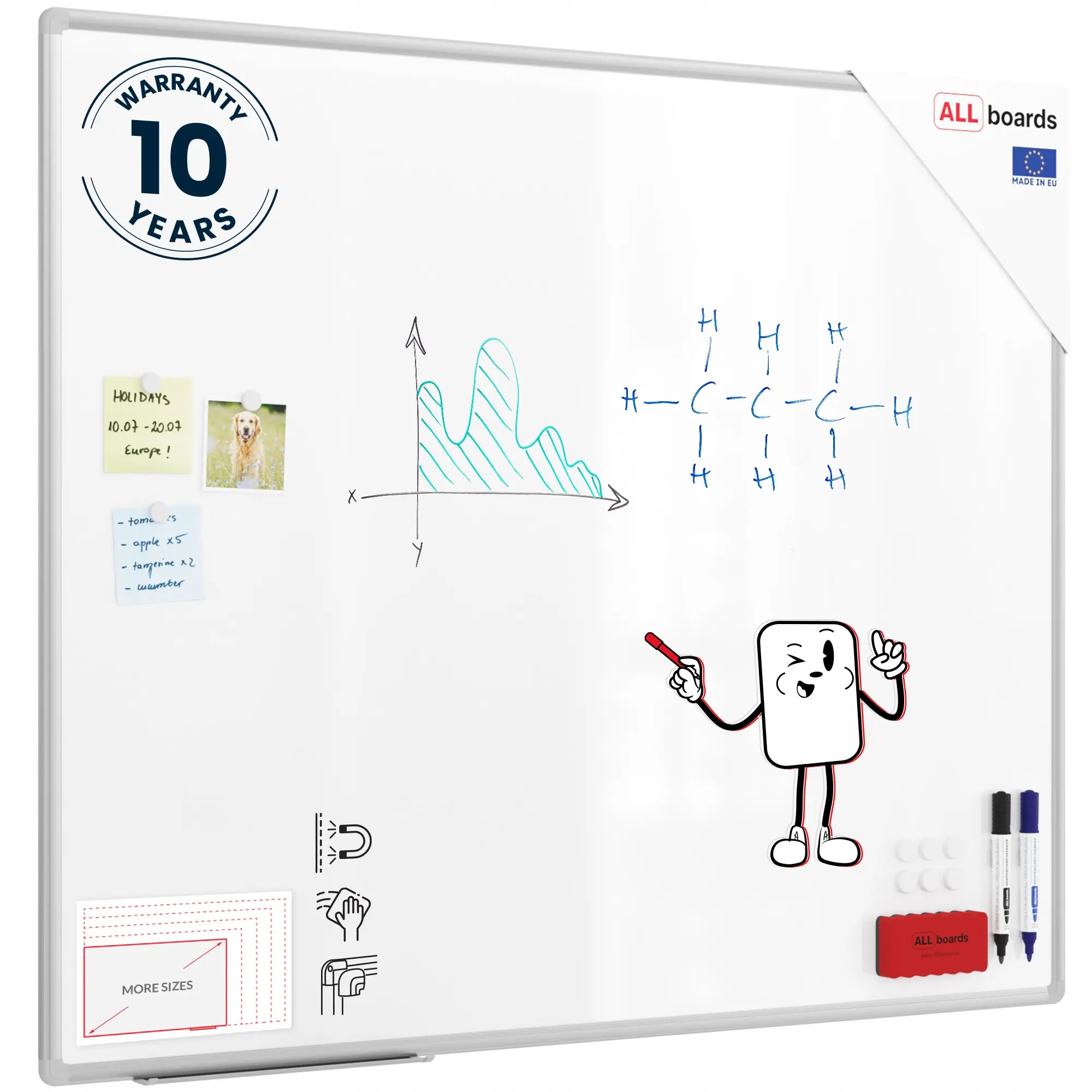 Tablica magnetyczna biała suchościeralna 120x100 rama aluminiowa gratisy