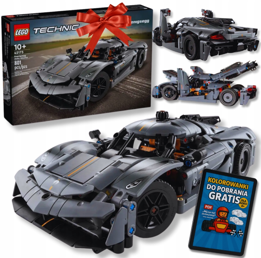 Lego Technic Koenigsegg Jesko Absolut Szary Sportowy Formula 1 Bolid F1