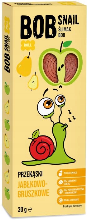 PRZEKĄSKA ŚLIMAK Bob Snail ZAWIJAS jabłko-gruszka 30 g | OWOCOWA NATURALNA