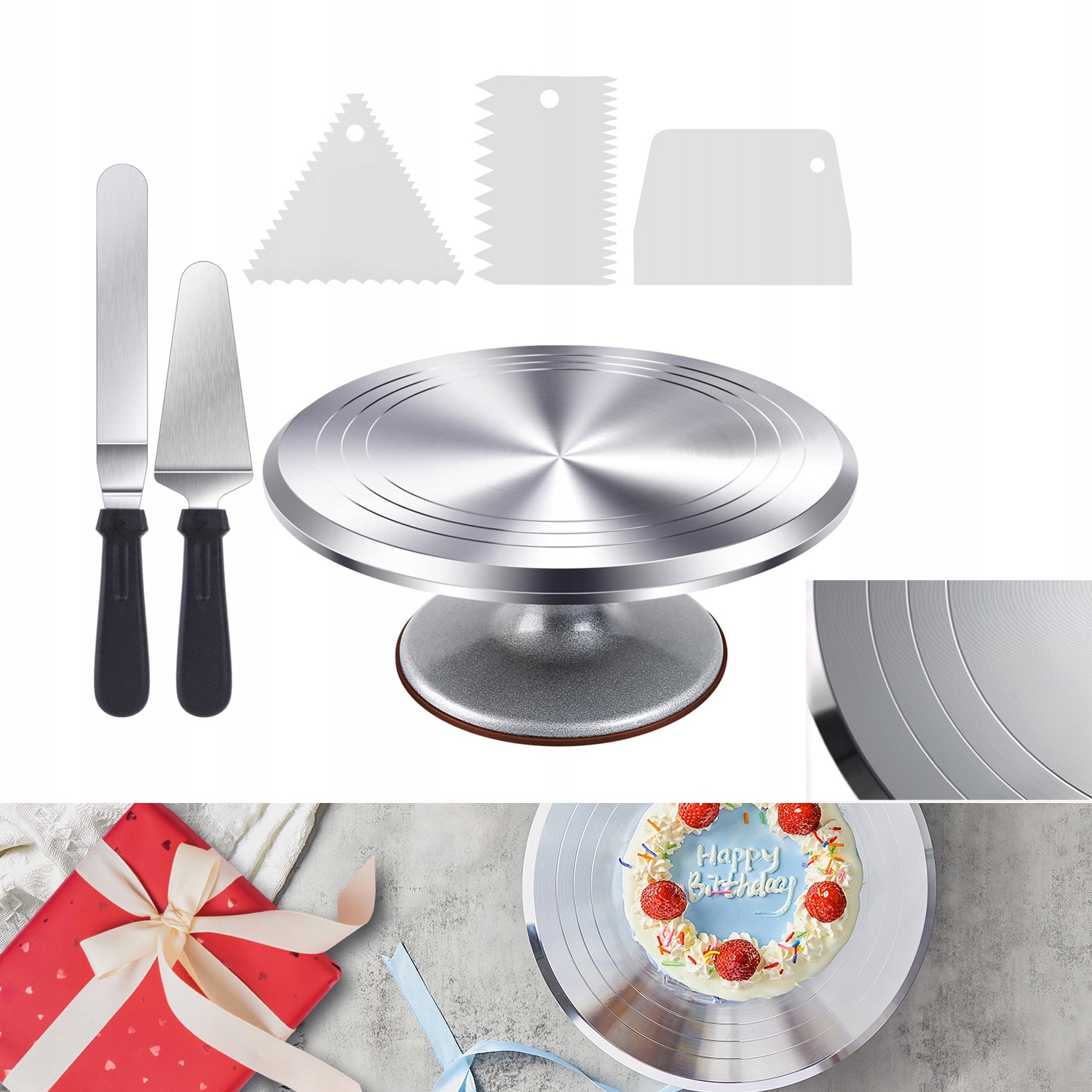 Otočný Dortový Stojan Otočný Talíř Na Dort Sada Špachtlí