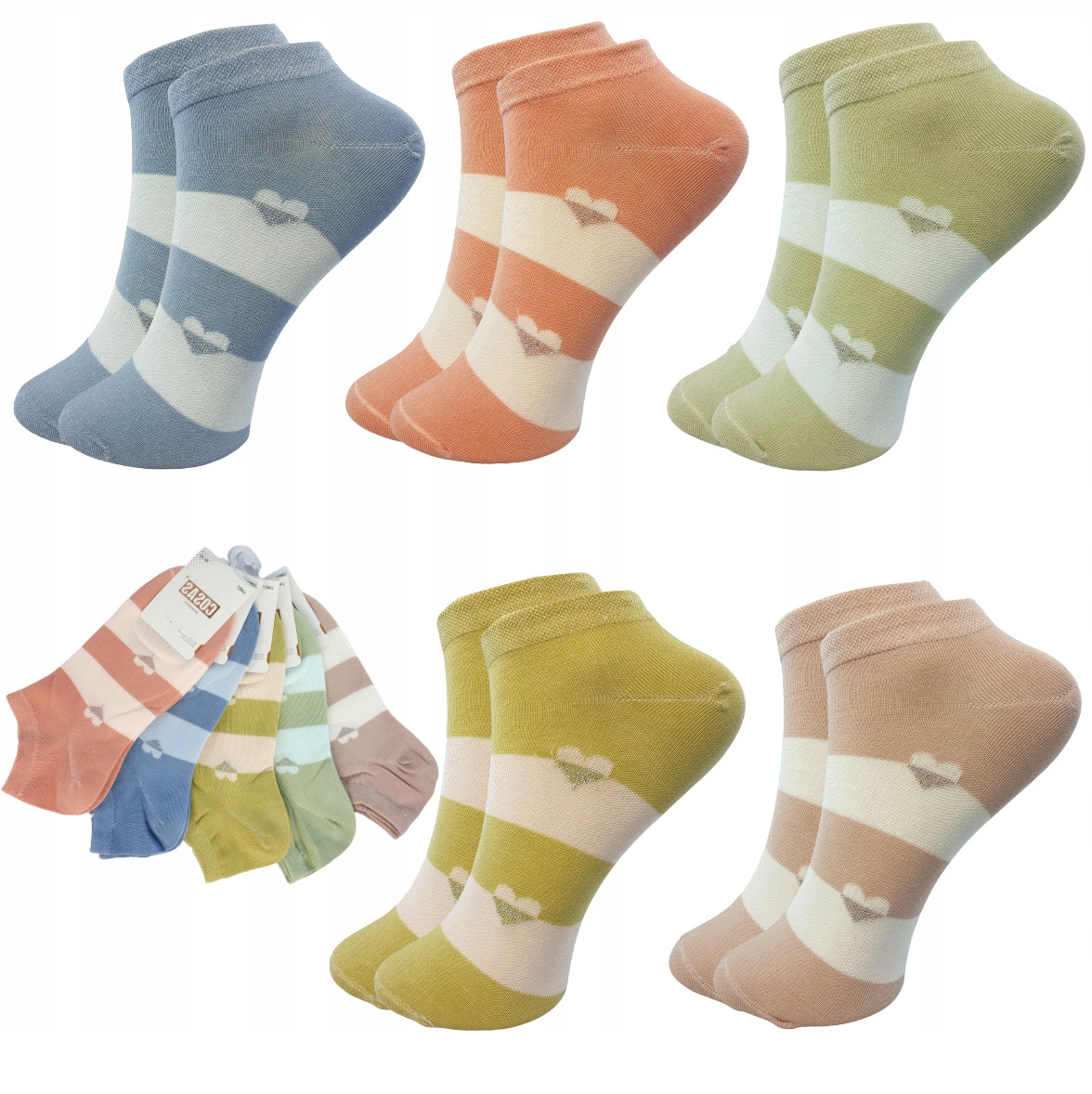 

5PAR Stopki Damskie Kolorowe Bawełna Premium Socks