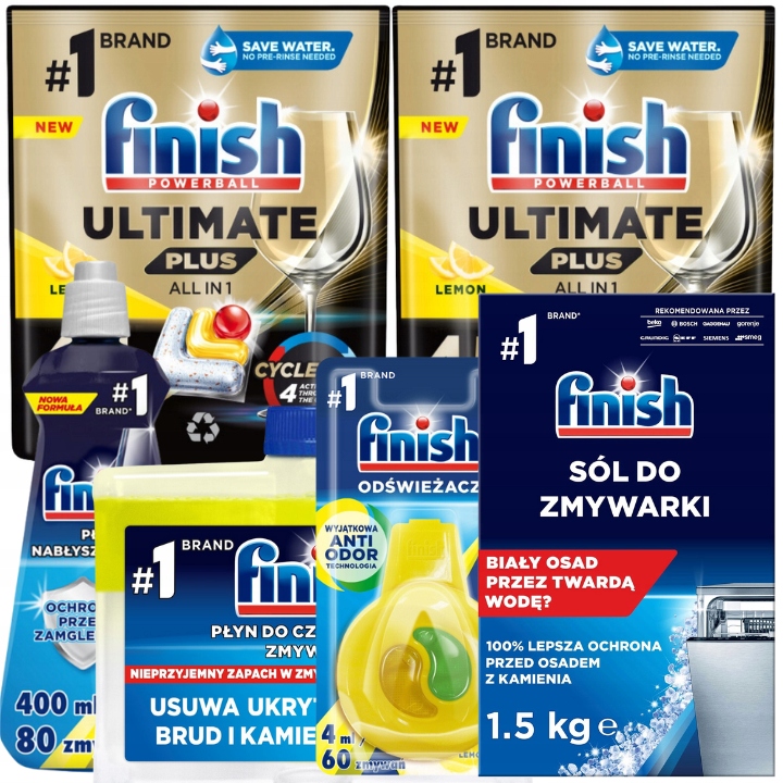 Фото - Таблетки для посудомийки Finish Zestaw Ultimate Plus 90 XL 6 produktów 