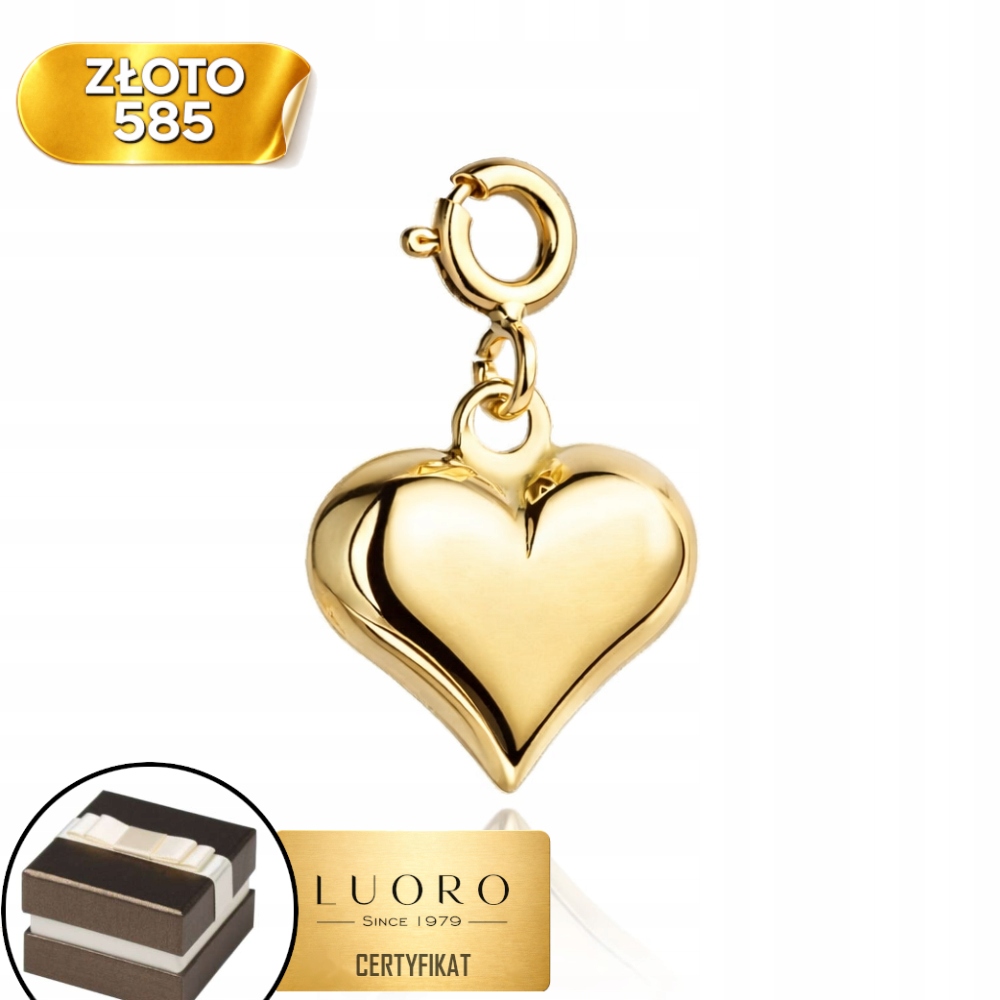 Přívěsek Zlatý 585 14K Srdce Malé 1,7 CM Jemný Přívěsek Elegantní