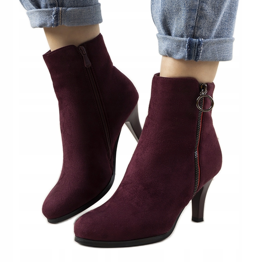 

Bordowy Skóra ekologiczna Buty Botki r.39