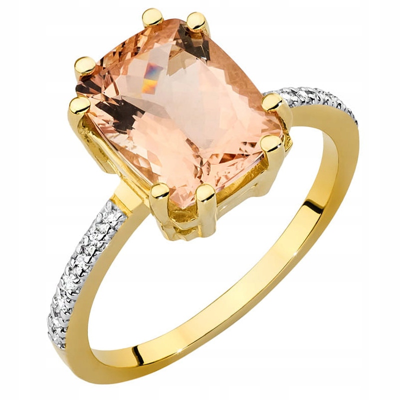 Zlatý Prstýnek s Morganitem 2,80 ct a Brilianty