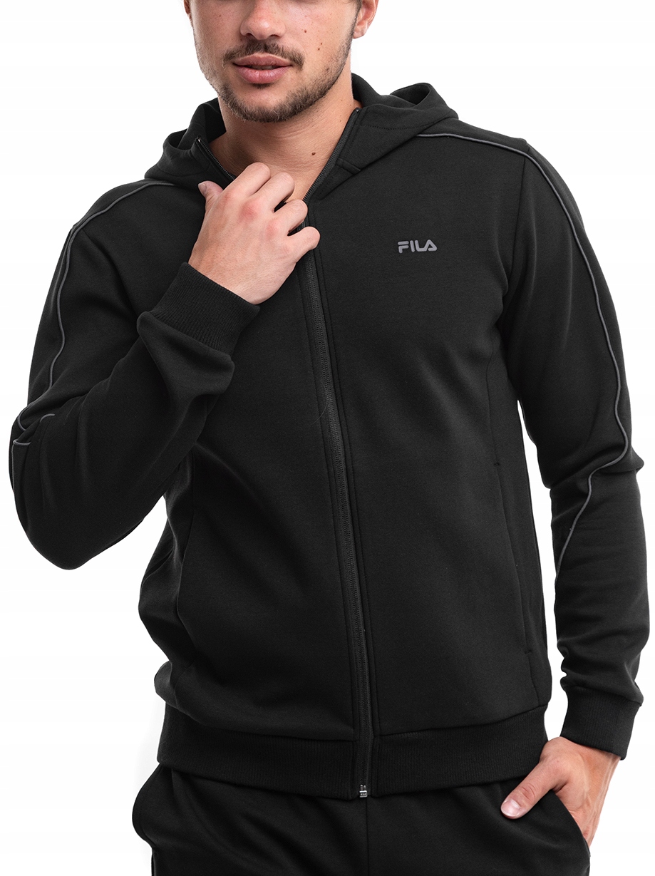 Pánská Mikina S Kapucí Fila Roztahovací Sportovní tepláková mikina Hoodie Černá vel. L