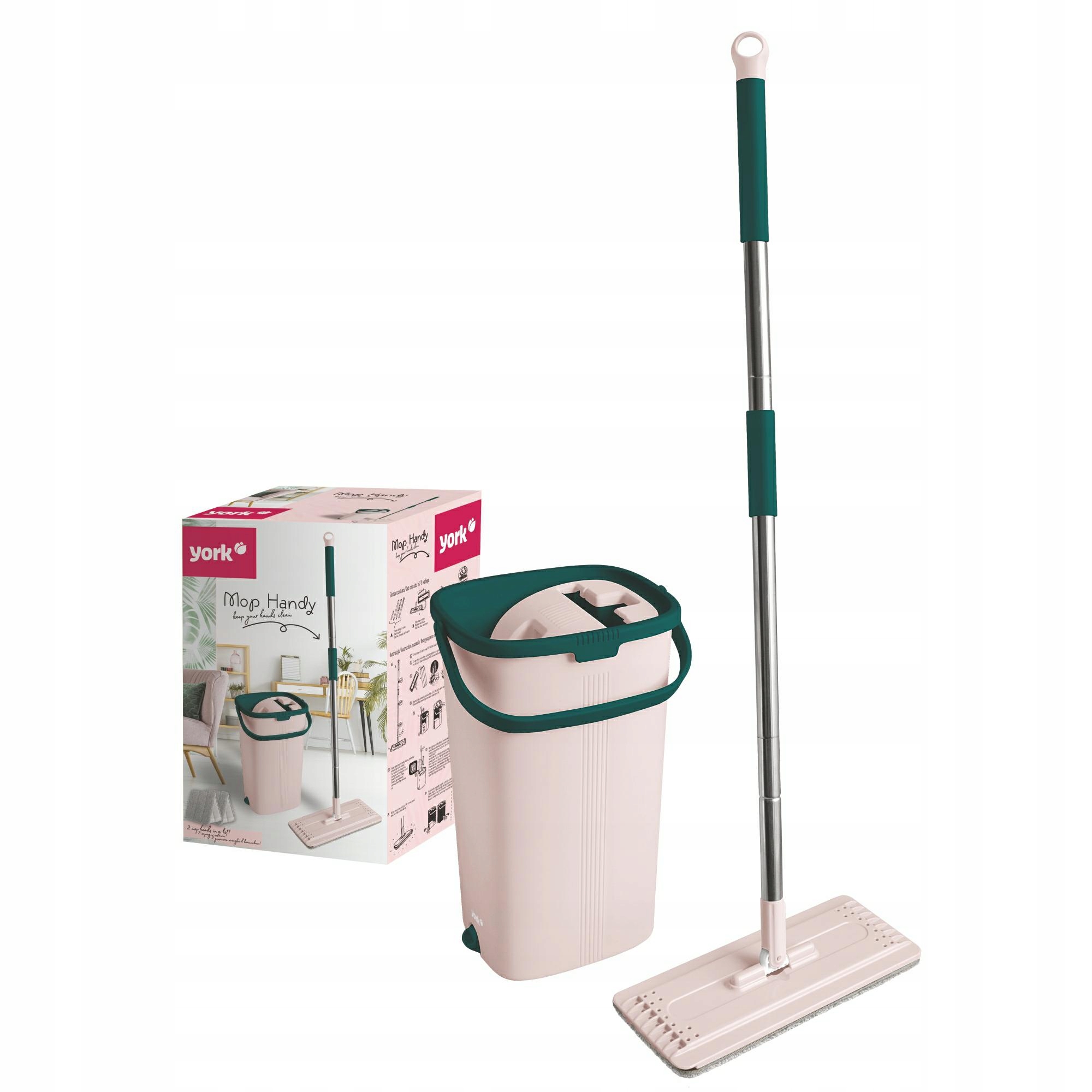 Levně York sada plochého mopu s dvoukomorovým kbelíkem 6 l 120 cm