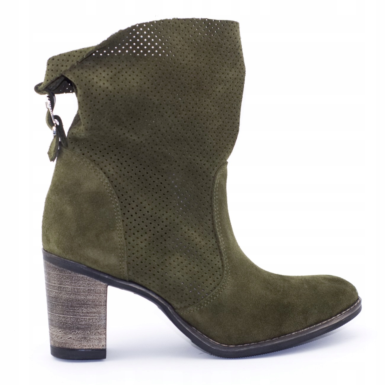 

Ażurowe Botki Skórzane Polskie Sophia Zielony 40