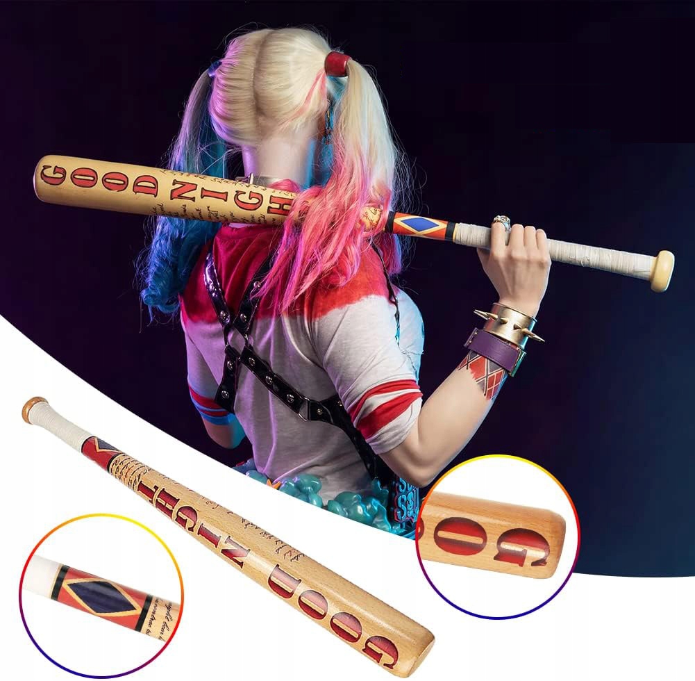 Harley Quinn Legion samobójców Drewniany kij baseballowy Halloween Cosplay Marka bez marki