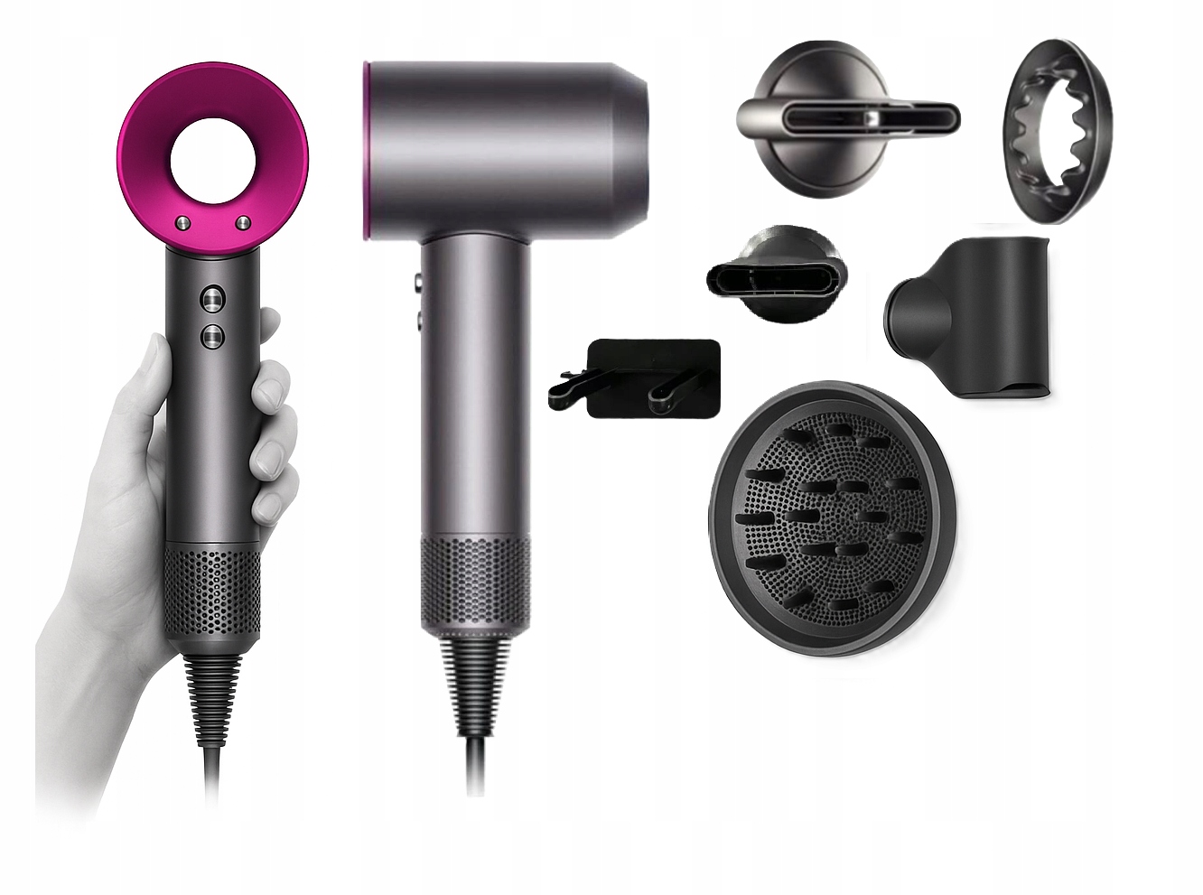 Suszarka Do Włosów Jonizacja Dyfuzor Koncentrator Profesjonalna Mocna 5w1