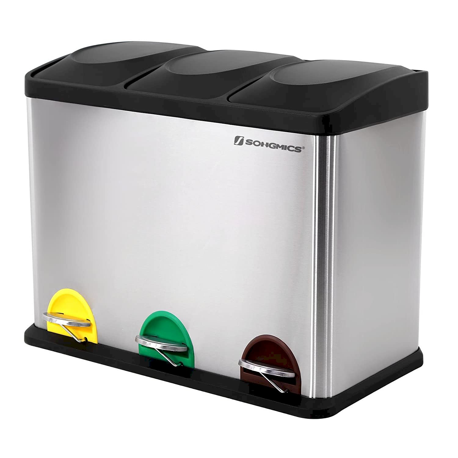 METALOWY KOSZ NA ŚMIECI 45L 3 KOMORY segregacji