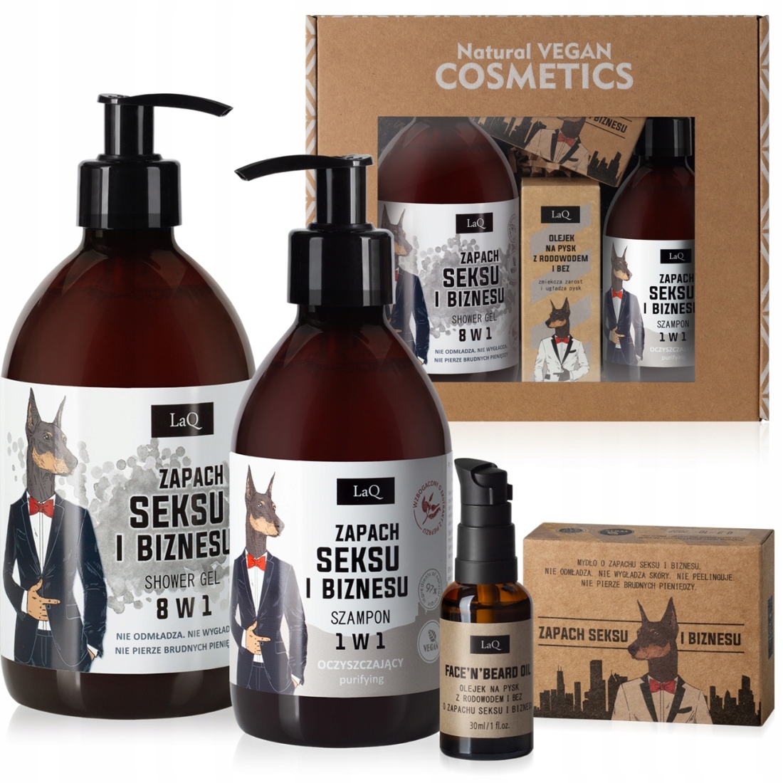 Duży Zestaw żel mydło szampon olejek do brody Dla Niego