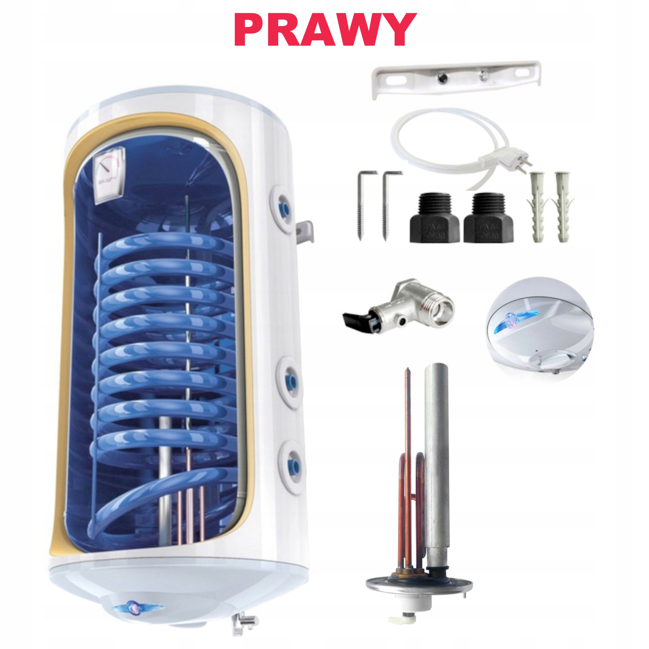 Tesy Zasobnik wiszący BiLight 100l wymiennik cwu z wężownicą Prawy