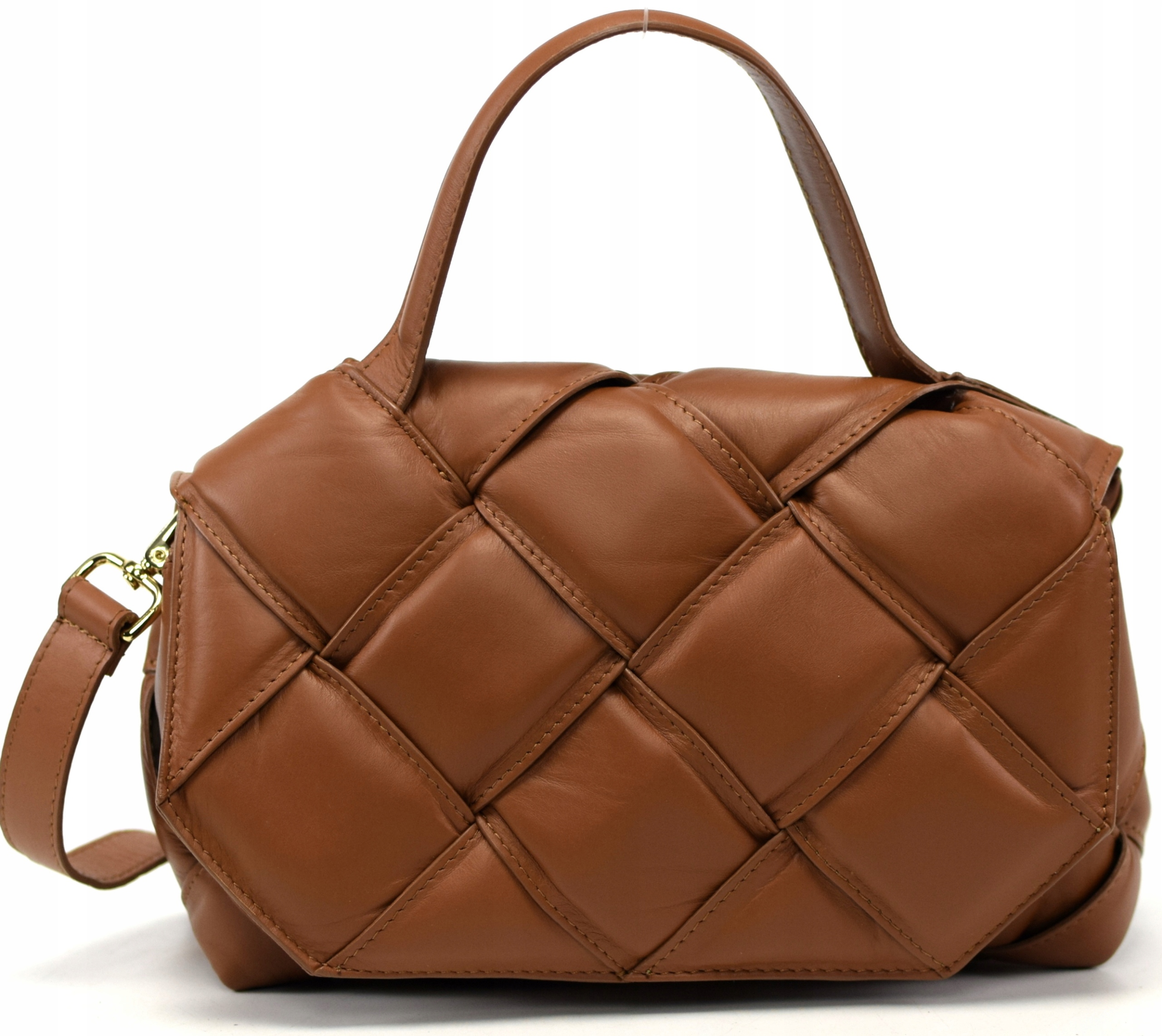 

Włoska Trorebka Skóra Nat Pleciona Camel Lux 779B