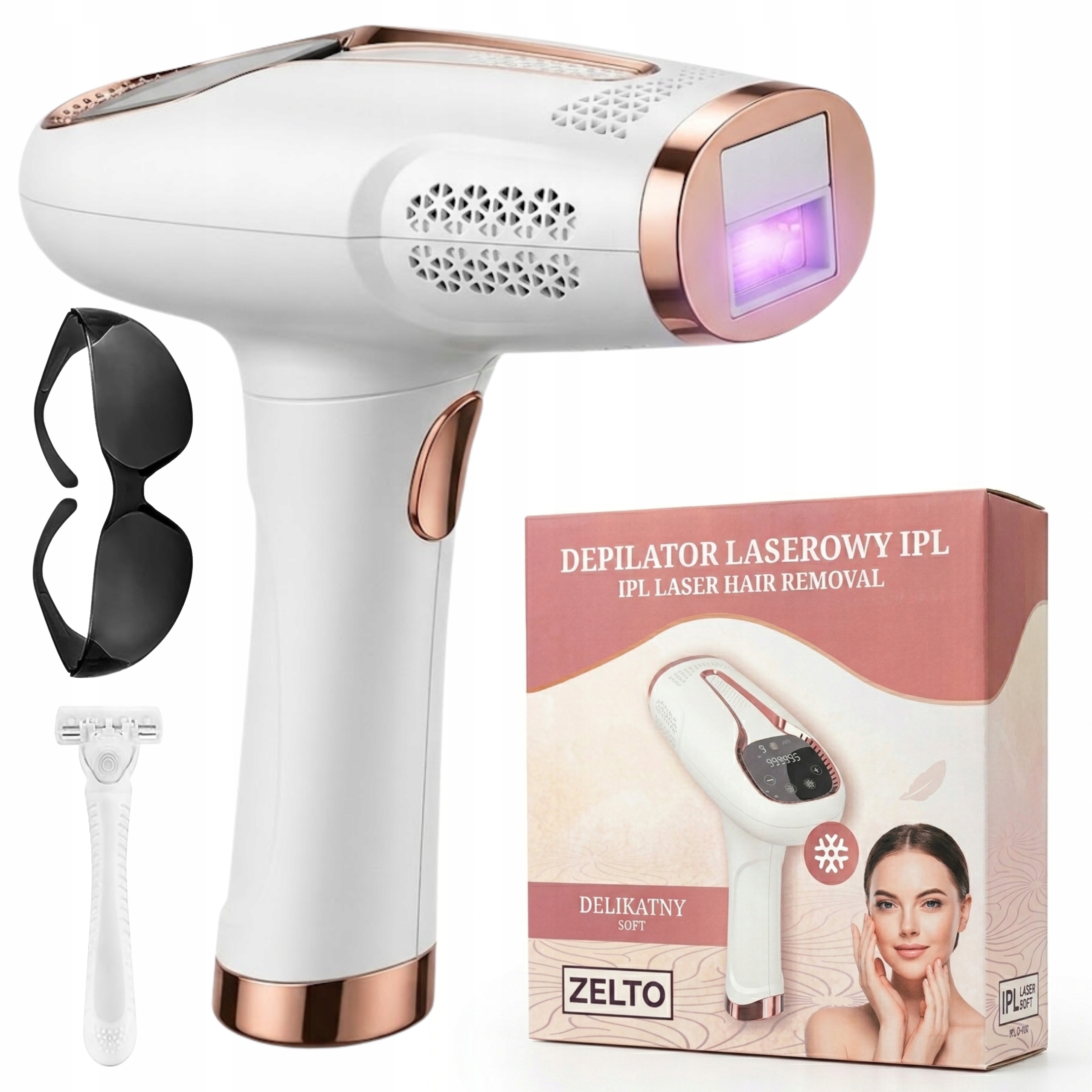 Depilator Laserowy Ipl Damski Depilacja Ciała Twarzy Bikini Nóg Bezbolesny