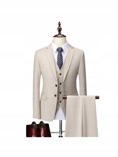 Shein Béžový Pánský Oblek S Kostkovanou Vestou 1 H