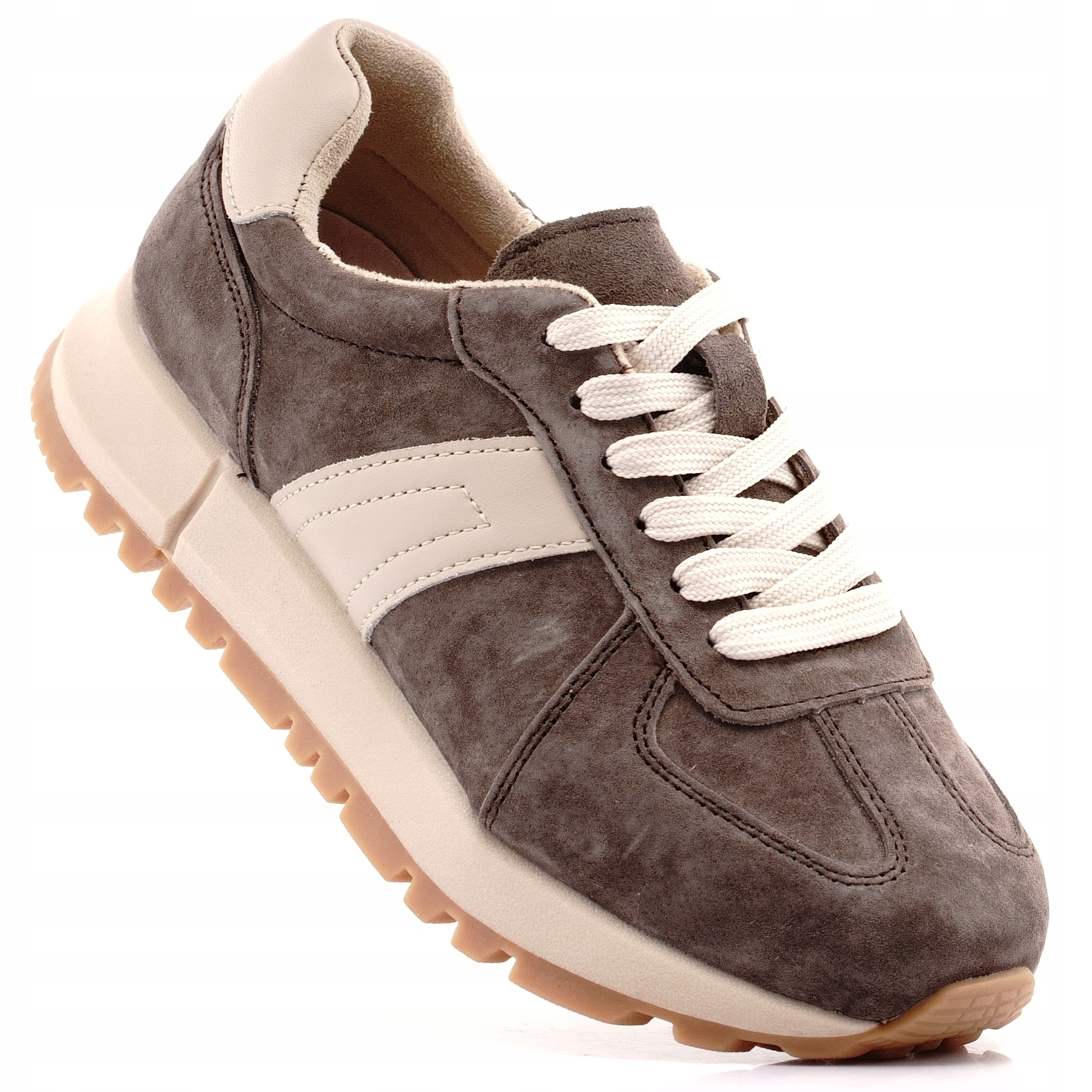 Vinceza Skórzane Buty Sportowe Sneakersy Damskie Klasyczne Brązowe 93219 39