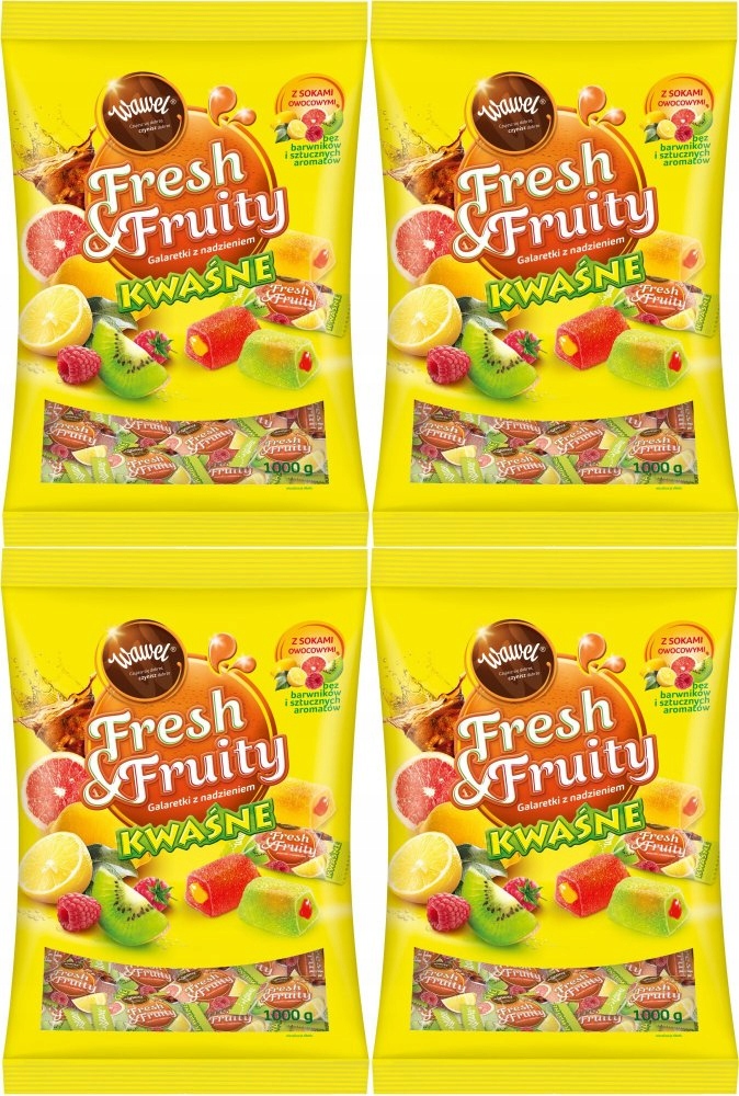 Galaretki Fresh Fruity Kwaśne z nadzieniem Wawel 1 kg x4