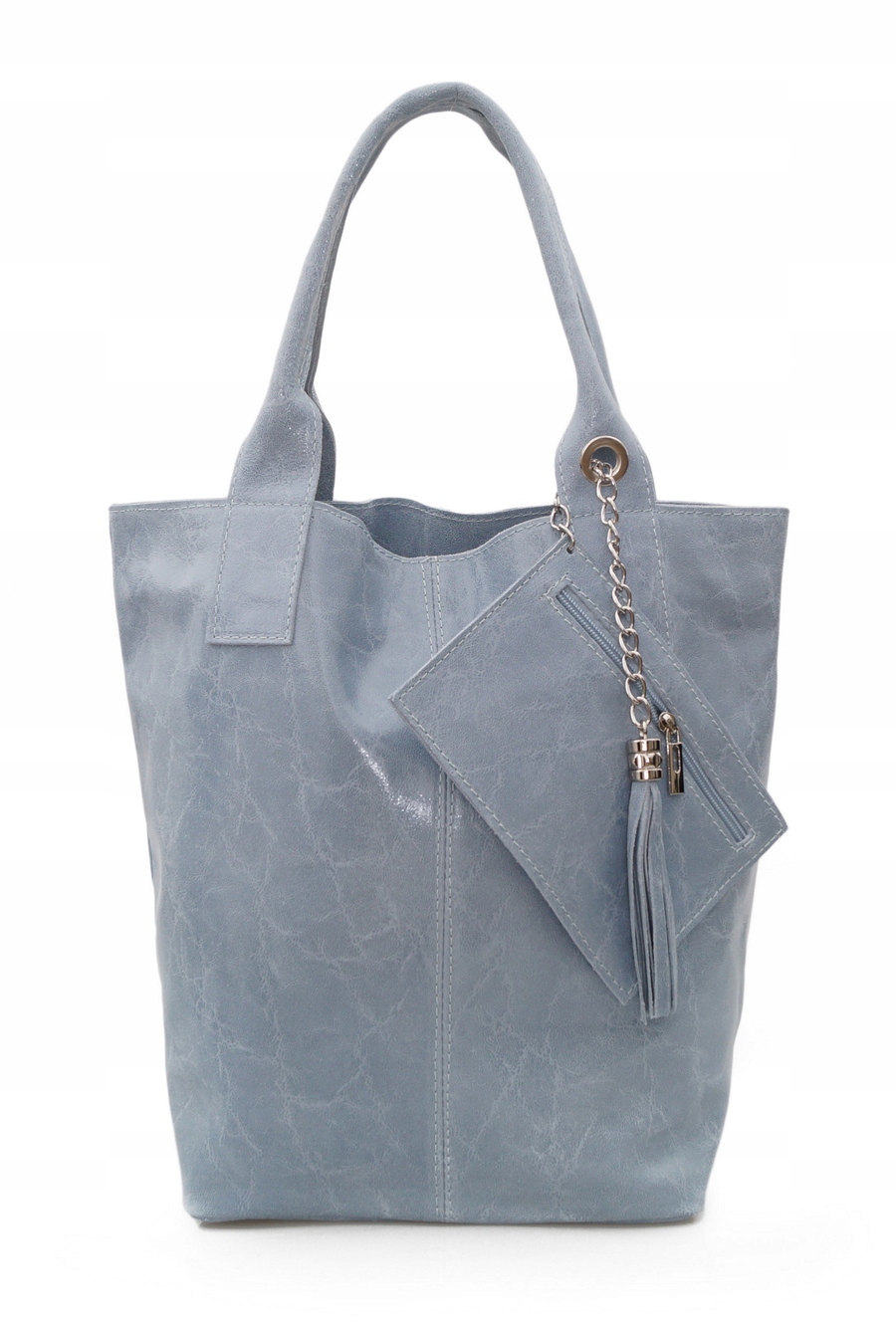 

Torebka damska worek shopper z saszetką Niebieska