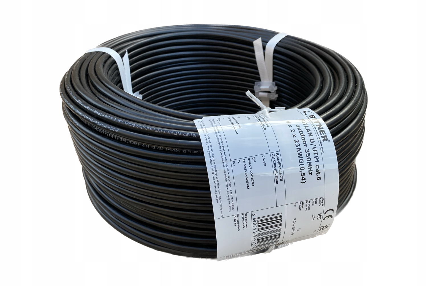 Kabel UTP Bitner kat. 6 zewnętrzny, żelowany 100 m