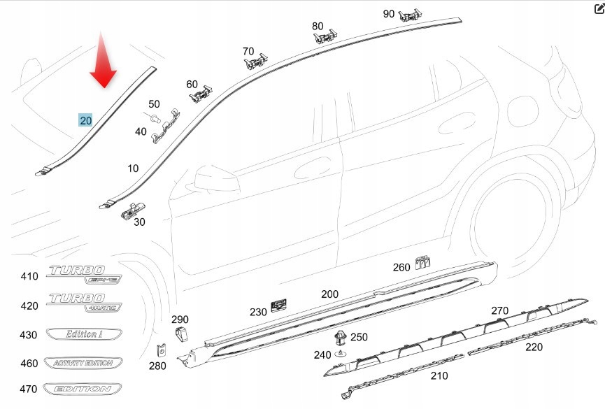 Lišta Čelního Skla Mercedes Gla A1566901800 P
